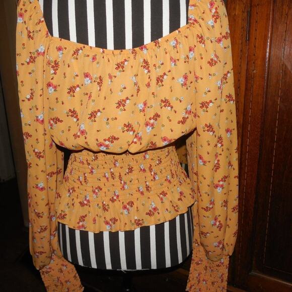 Ultra Flirt Cottagecore Boho Hippie Orange Floral Summer Teen Spirt Top - Picture 4 of 7